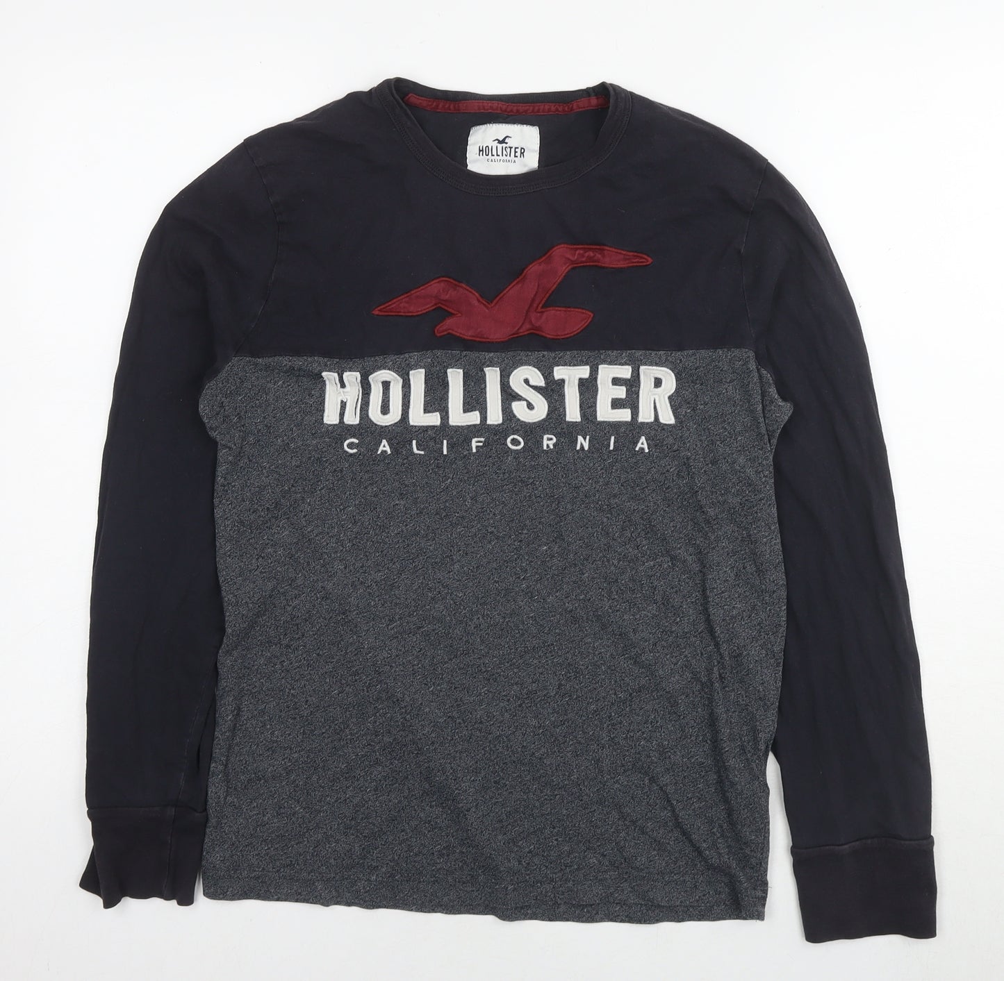 Hollister Mens Blue Cotton T-Shirt Size S Round Neck - Logo