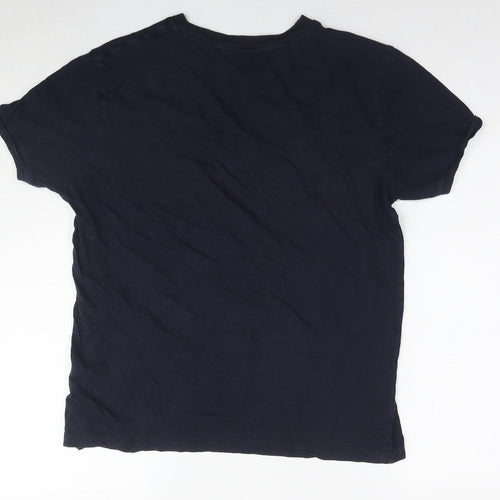 Tommy Hilfiger Mens Blue Cotton T-Shirt Size M Round Neck - Logo