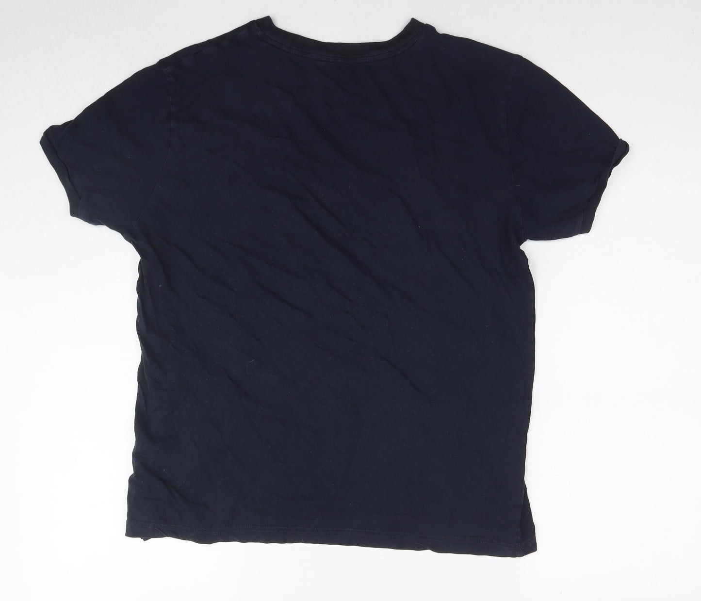 Tommy Hilfiger Mens Blue Cotton T-Shirt Size M Round Neck - Logo