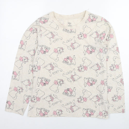 Disney Womens Ivory Cotton Basic T-Shirt Size 10 Round Neck - Marie The Aristocats Size 10-12