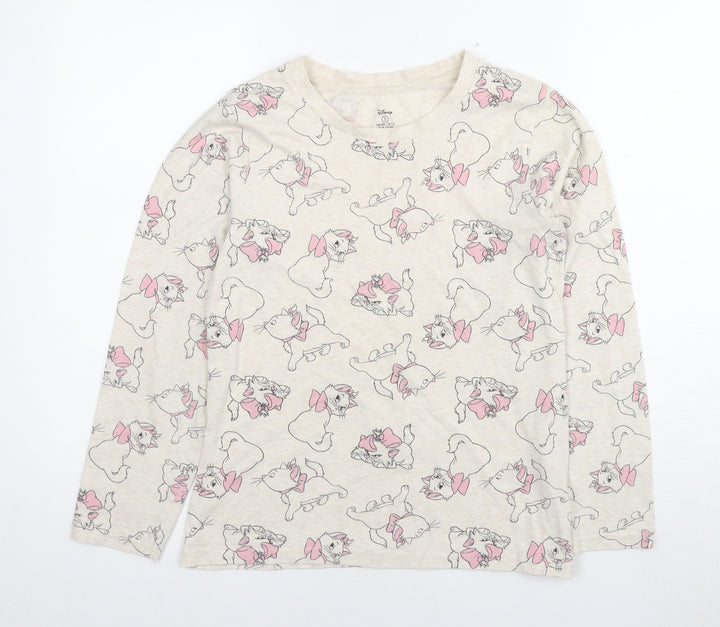 Disney Womens Ivory Cotton Basic T-Shirt Size 10 Round Neck - Marie The Aristocats Size 10-12