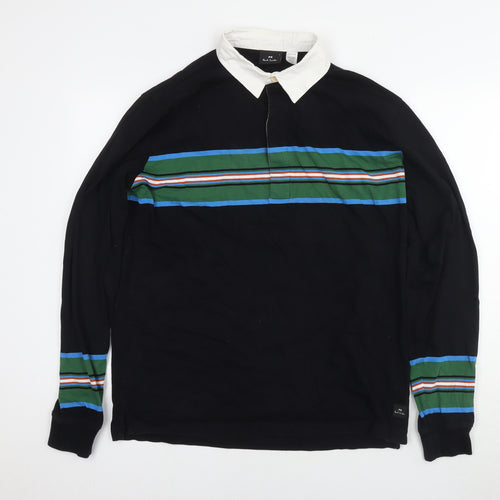 Paul Smith Mens Black Cotton Polo Size L Collared Pullover