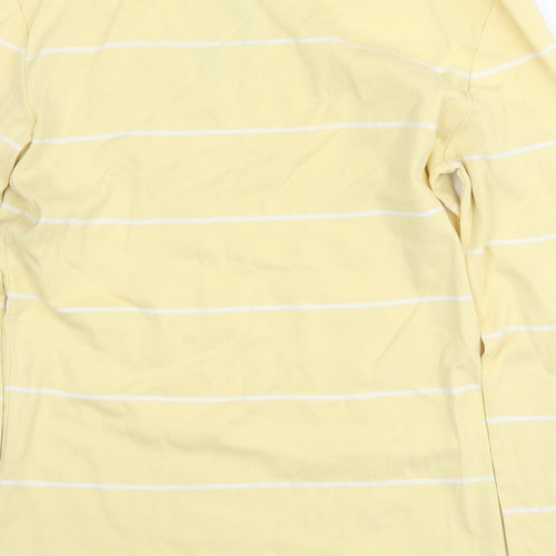 Tommy Hilfiger Womens Yellow Striped Cotton Basic T-Shirt Size M V-Neck