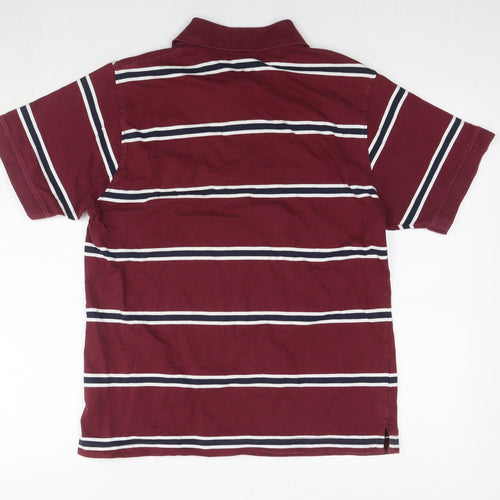 AVFC Mens Red Striped Cotton Polo Size M Collared Pullover