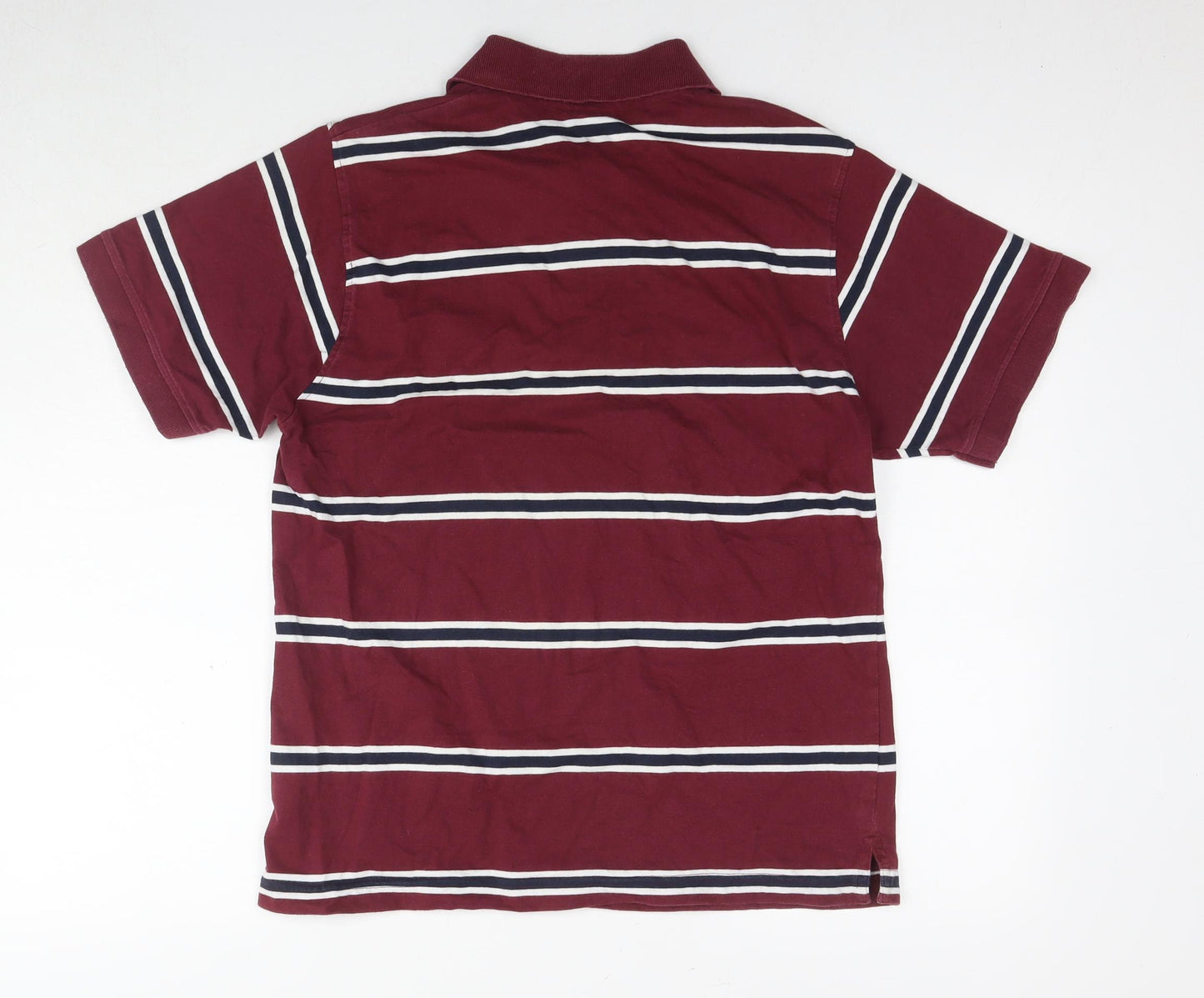 AVFC Mens Red Striped Cotton Polo Size M Collared Pullover