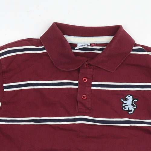 AVFC Mens Red Striped Cotton Polo Size M Collared Pullover