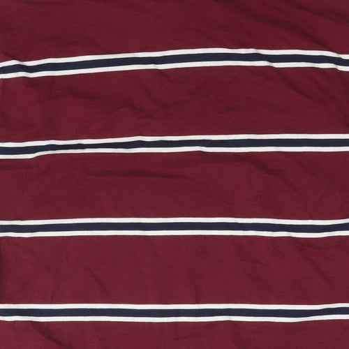 AVFC Mens Red Striped Cotton Polo Size M Collared Pullover