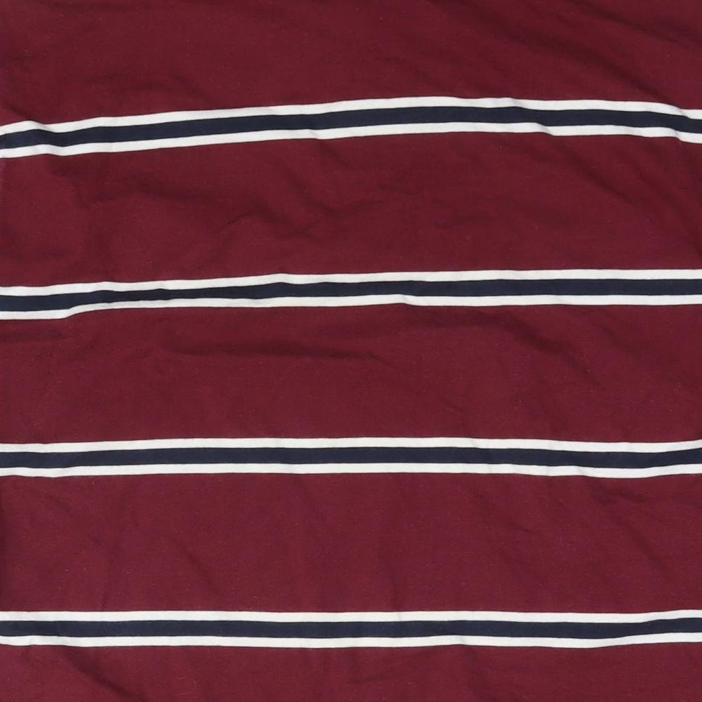 AVFC Mens Red Striped Cotton Polo Size M Collared Pullover