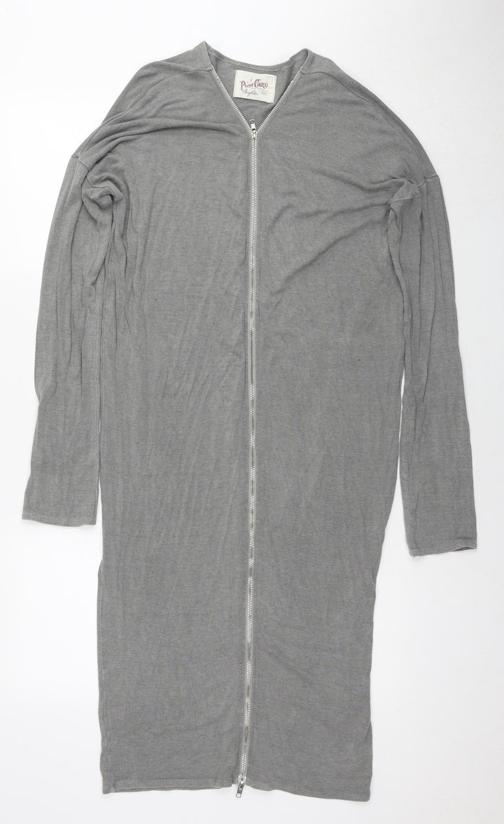 Postcard Womens Grey Viscose A-Line Size S Round Neck Zip - Label Size 2