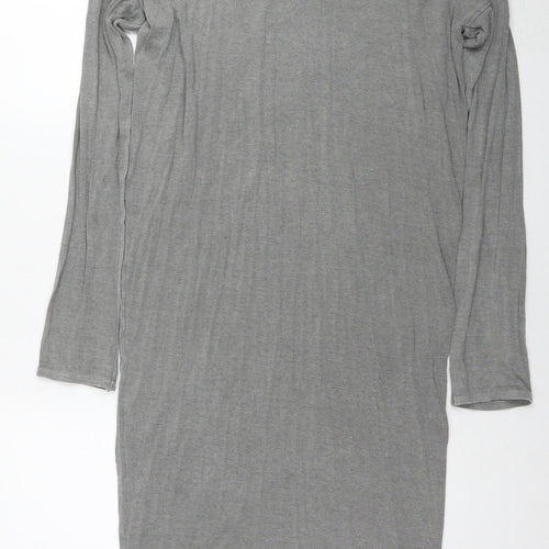 Postcard Womens Grey Viscose A-Line Size S Round Neck Zip - Label Size 2