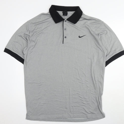 Nike Mens Grey Cotton Polo Size XL Collared Pullover