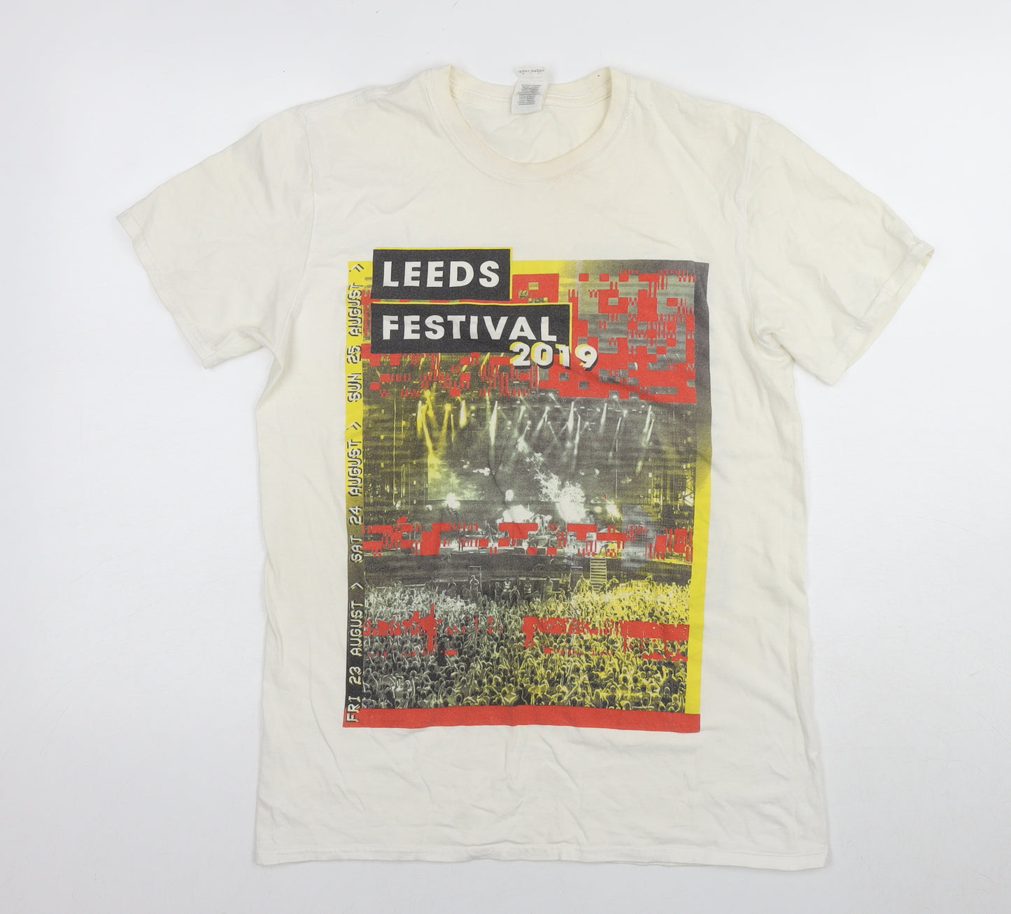 Leeds Festival Womens White Cotton Basic T-Shirt Size M Round Neck - Festival