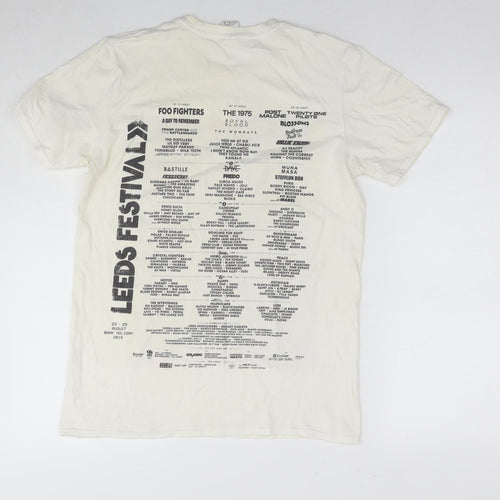 Leeds Festival Womens White Cotton Basic T-Shirt Size M Round Neck - Festival