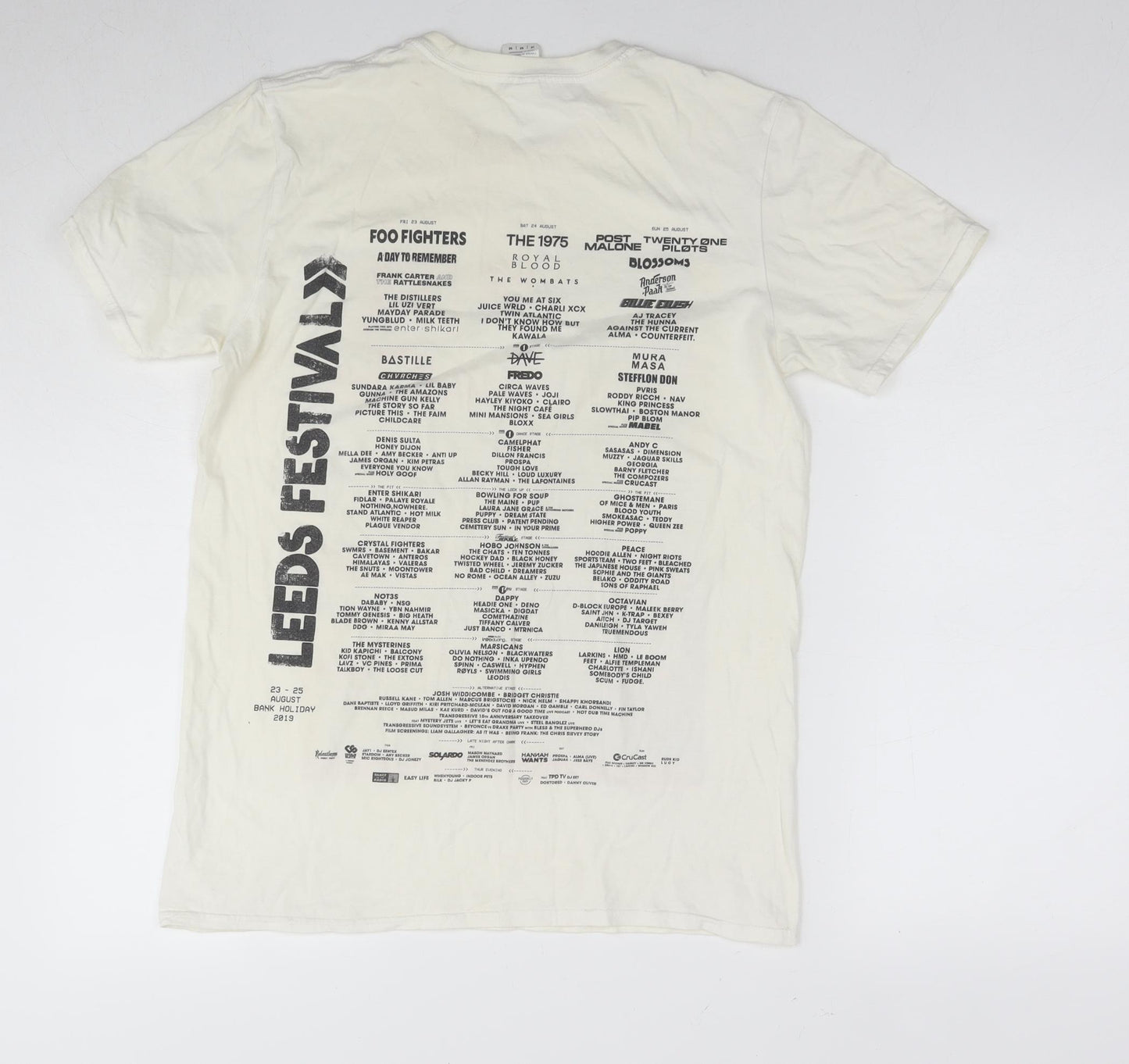 Leeds Festival Womens White Cotton Basic T-Shirt Size M Round Neck - Festival