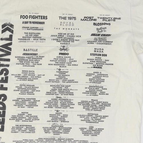Leeds Festival Womens White Cotton Basic T-Shirt Size M Round Neck - Festival