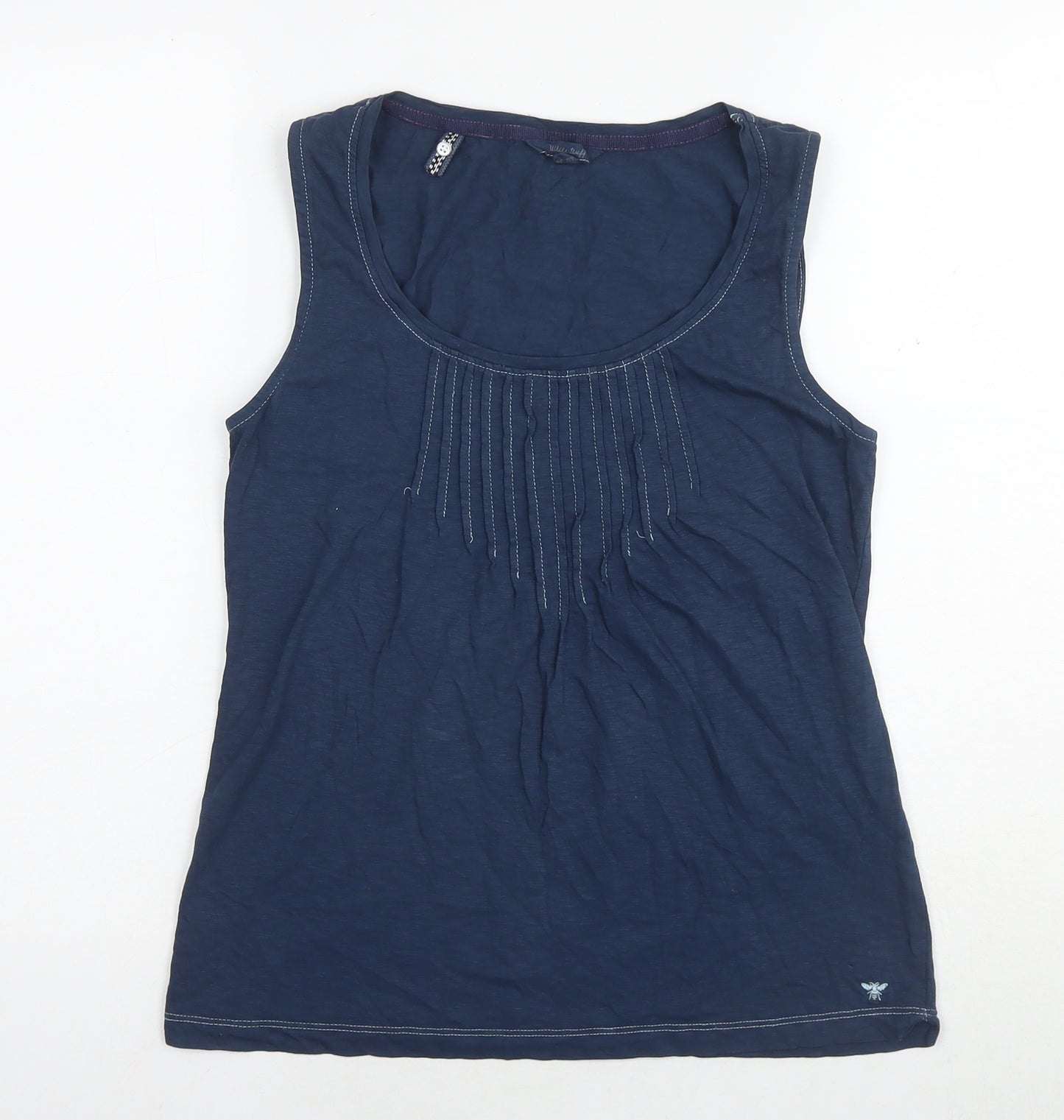 White Stuff Womens Black Cotton Basic T-Shirt Size 8 Scoop Neck