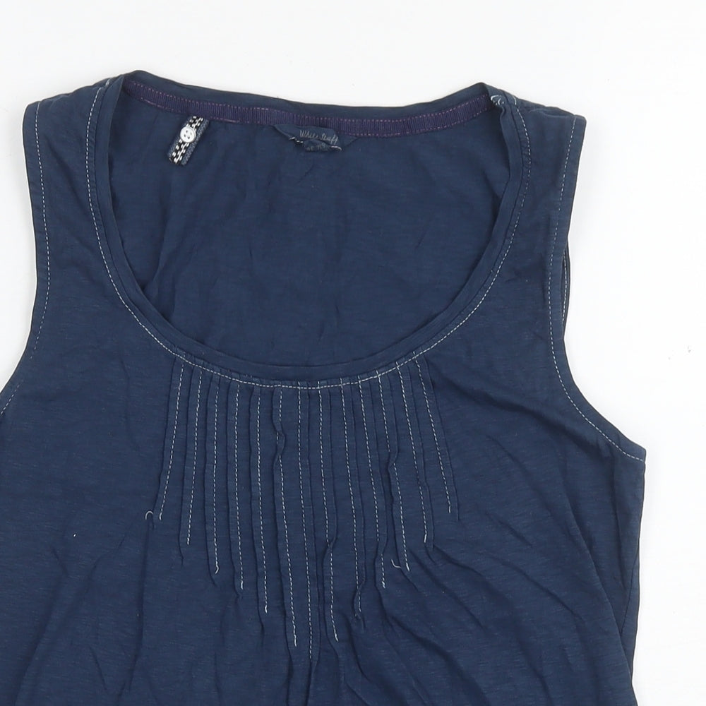 White Stuff Womens Black Cotton Basic T-Shirt Size 8 Scoop Neck
