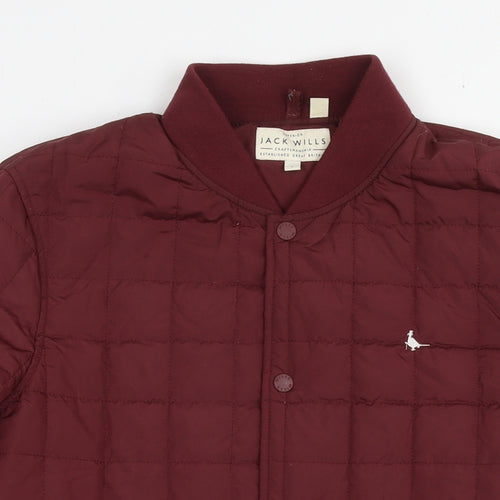 Jack Wills Mens Red Quilted Jacket Size L Snap