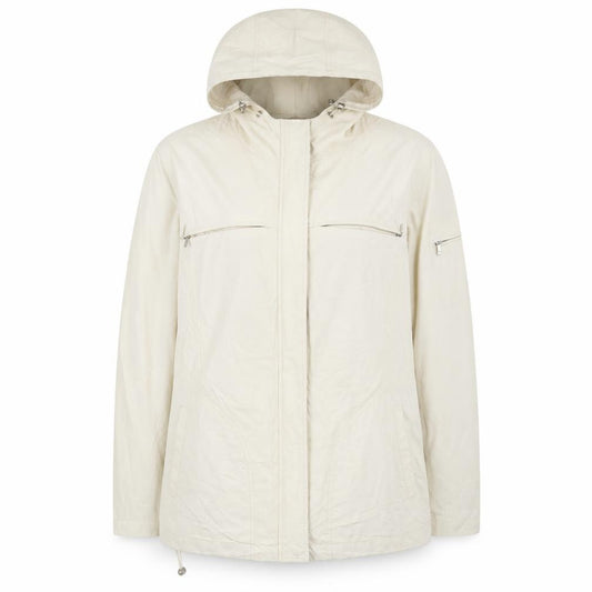Front view of Debenhams women’s beige jacket, size UK 12, zip
