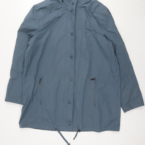 Five Four Womens Blue Rain Coat Jacket Size L Zip