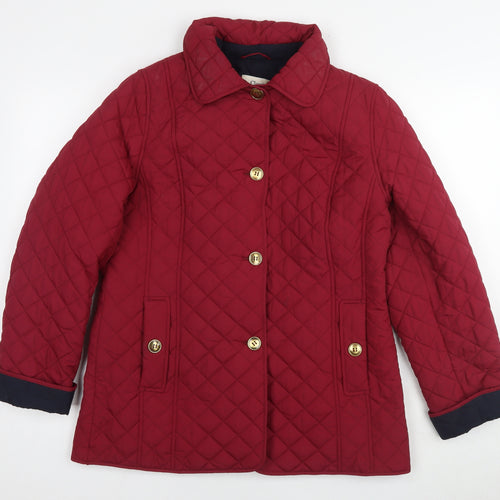 Marks and Spencer Womens Red Quilted Jacket Size 14 Button