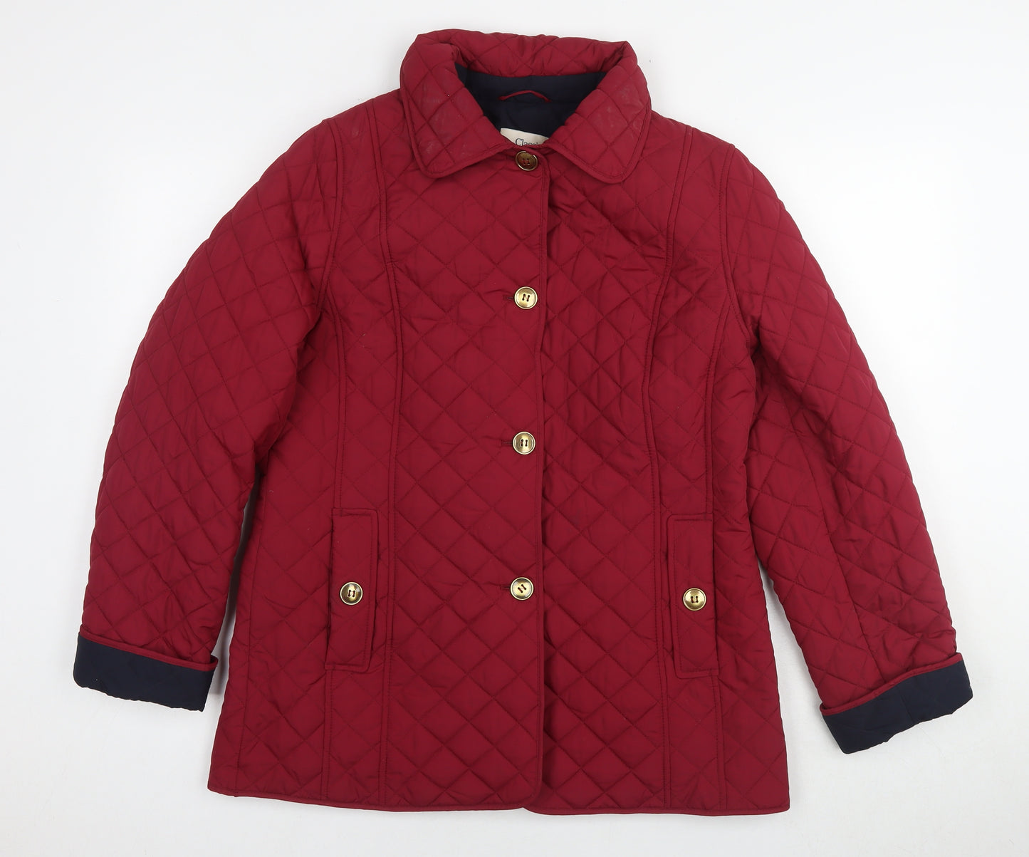 Marks and Spencer Womens Red Quilted Jacket Size 14 Button