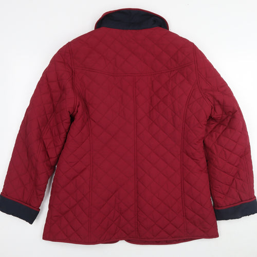 Marks and Spencer Womens Red Quilted Jacket Size 14 Button