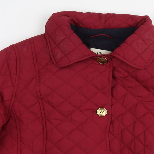 Marks and Spencer Womens Red Quilted Jacket Size 14 Button