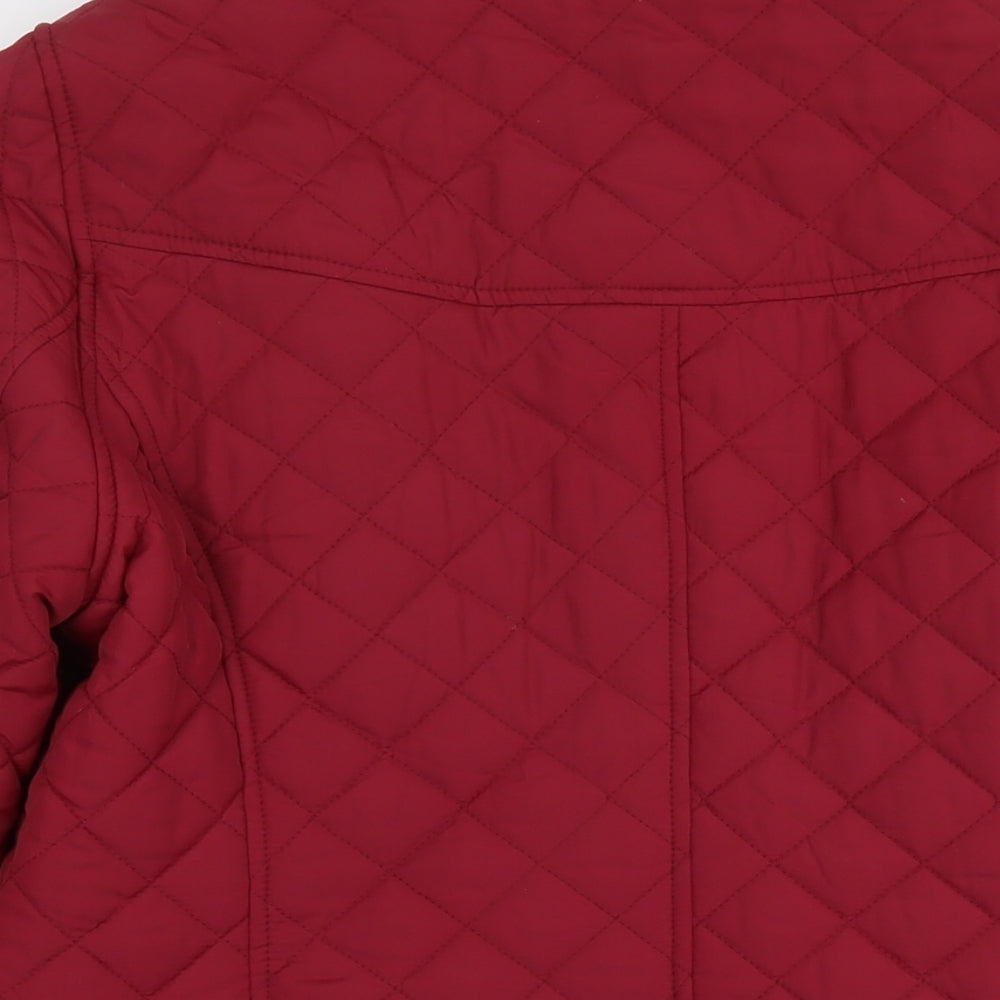 Marks and Spencer Womens Red Quilted Jacket Size 14 Button