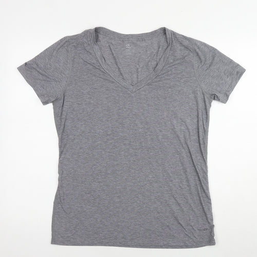 Gap Womens Grey Polyester Basic T-Shirt Size L V-Neck