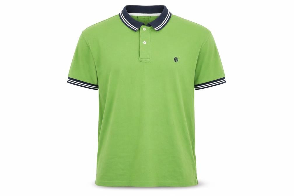 Front view of Springfield men’s green cotton polo, size XL, collared pullover