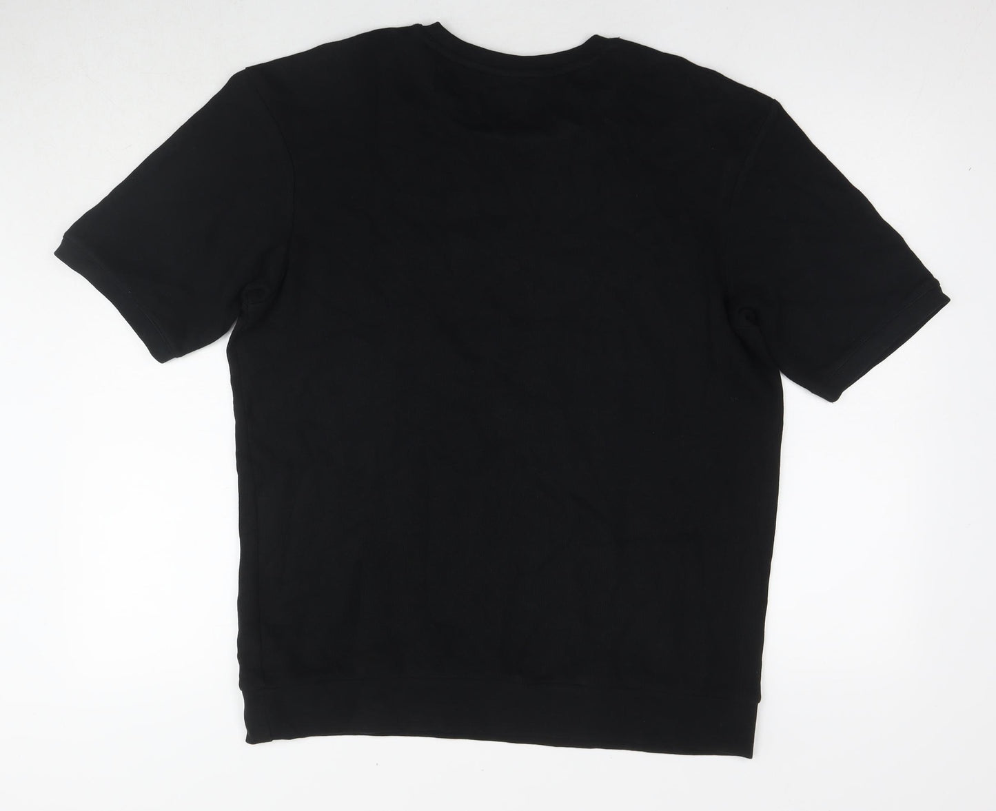 Zara Mens Black Cotton T-Shirt Size L Round Neck