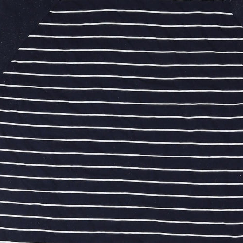 Marks and Spencer Mens Blue Striped Cotton T-Shirt Size M Round Neck