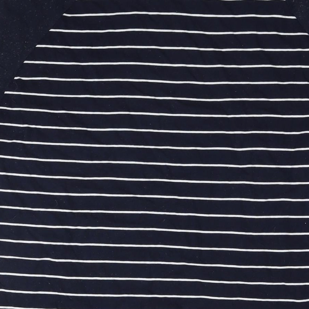 Marks and Spencer Mens Blue Striped Cotton T-Shirt Size M Round Neck