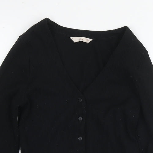 Marks and Spencer Womens Black V-Neck Polyester Cardigan Jumper Size M