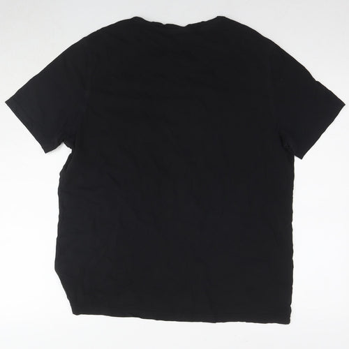 Marks and Spencer Mens Black Cotton T-Shirt Size XL Round Neck