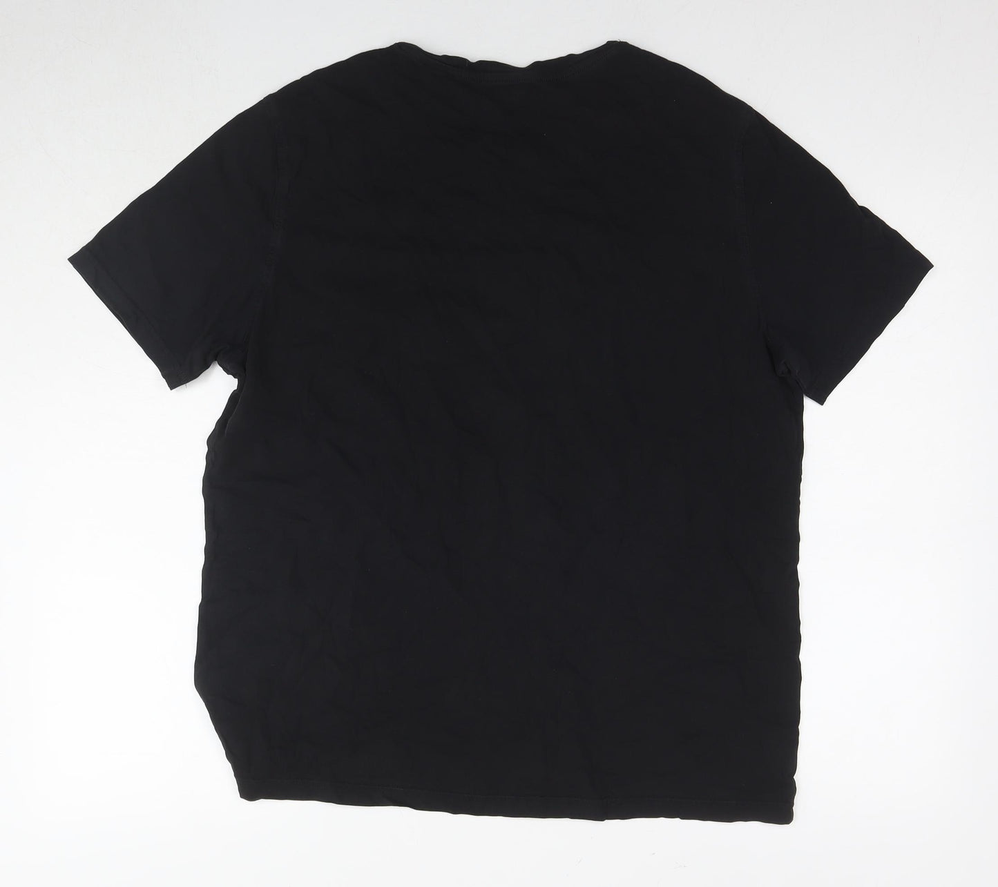 Marks and Spencer Mens Black Cotton T-Shirt Size XL Round Neck