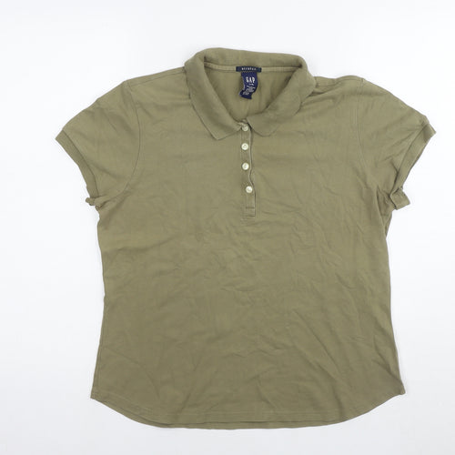 Gap Womens Green Cotton Basic Polo Size L Collared