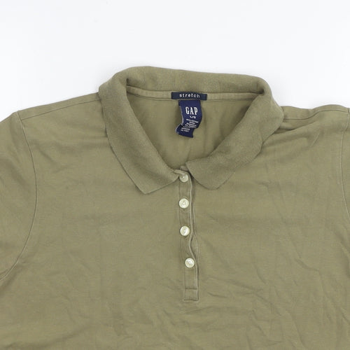 Gap Womens Green Cotton Basic Polo Size L Collared
