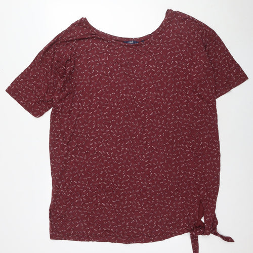 NEXT Womens Red Floral Viscose Tunic T-Shirt Size 18 Boat Neck