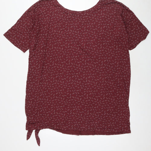NEXT Womens Red Floral Viscose Tunic T-Shirt Size 18 Boat Neck