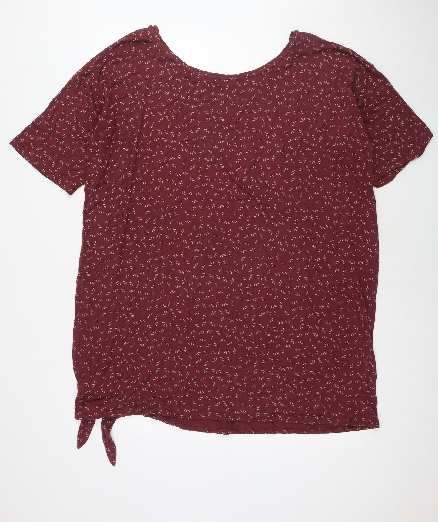NEXT Womens Red Floral Viscose Tunic T-Shirt Size 18 Boat Neck