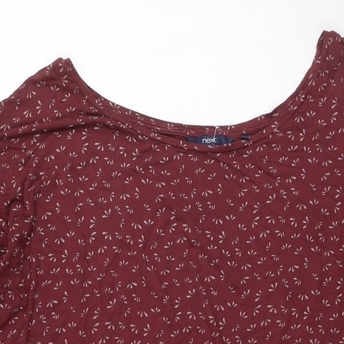 NEXT Womens Red Floral Viscose Tunic T-Shirt Size 18 Boat Neck