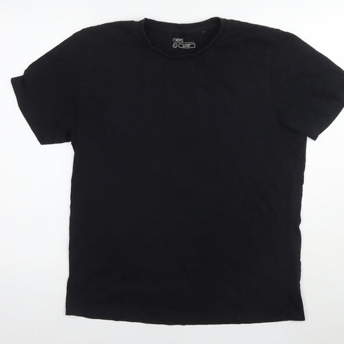 NEXT Mens Black Cotton T-Shirt Size L Round Neck