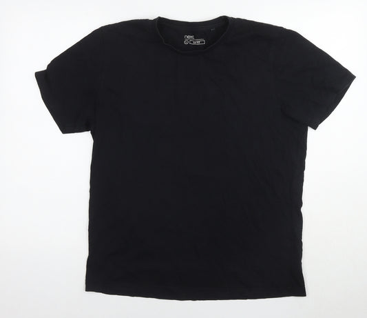 NEXT Mens Black Cotton T-Shirt Size L Round Neck