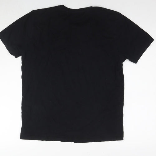 NEXT Mens Black Cotton T-Shirt Size L Round Neck