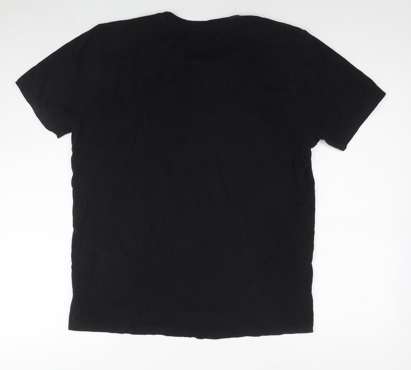 NEXT Mens Black Cotton T-Shirt Size L Round Neck