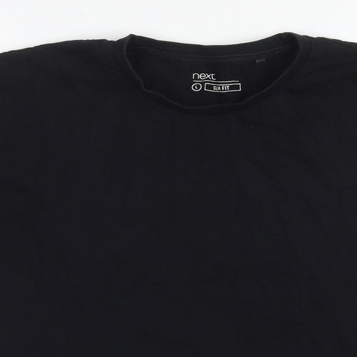 NEXT Mens Black Cotton T-Shirt Size L Round Neck