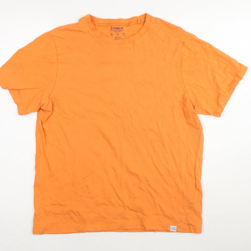 Pull&Bear Womens Orange Cotton Basic T-Shirt Size S Round Neck