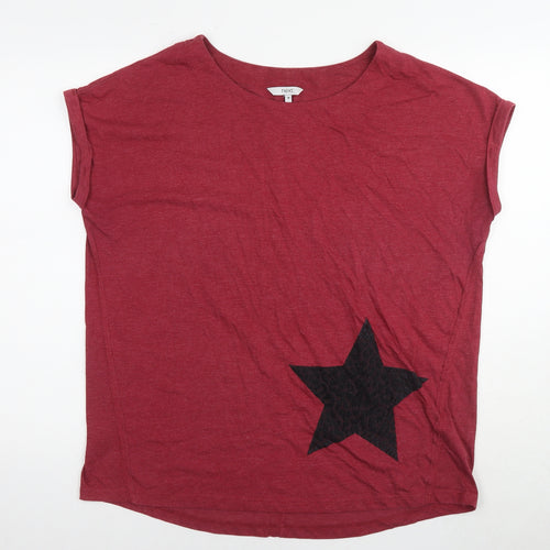 NEXT Womens Red Cotton Basic T-Shirt Size 16 Round Neck - Stars